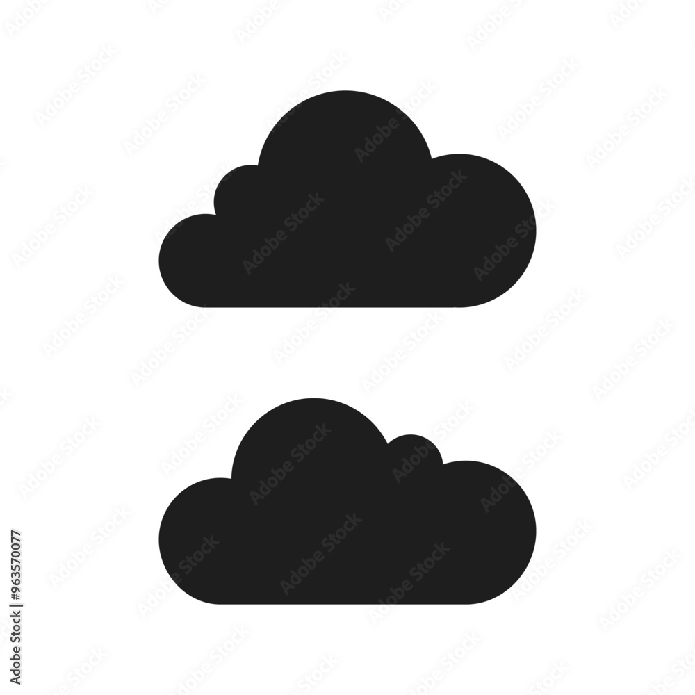 Cloud flat silhouette icons on white background vector illustration Cloud flat silhouette icons on white background vector illustration