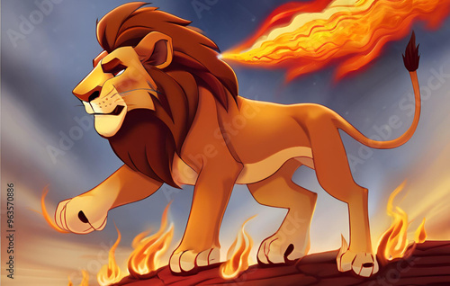 lion with fire