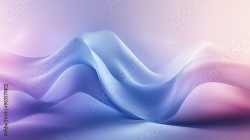 An abstract, 3D fluid-like form with soft, smooth curves in a gradient of pastel blue and purple tones, creating a sense of calm and flow