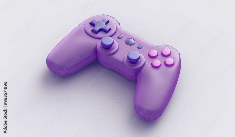 Purple game controller with simple design on white background Purple game controller with simple design on white background