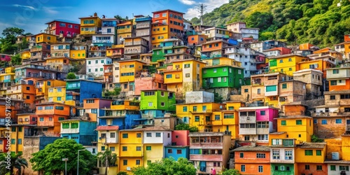 Colorful houses in the Rocinha favela, Rio de Janeiro