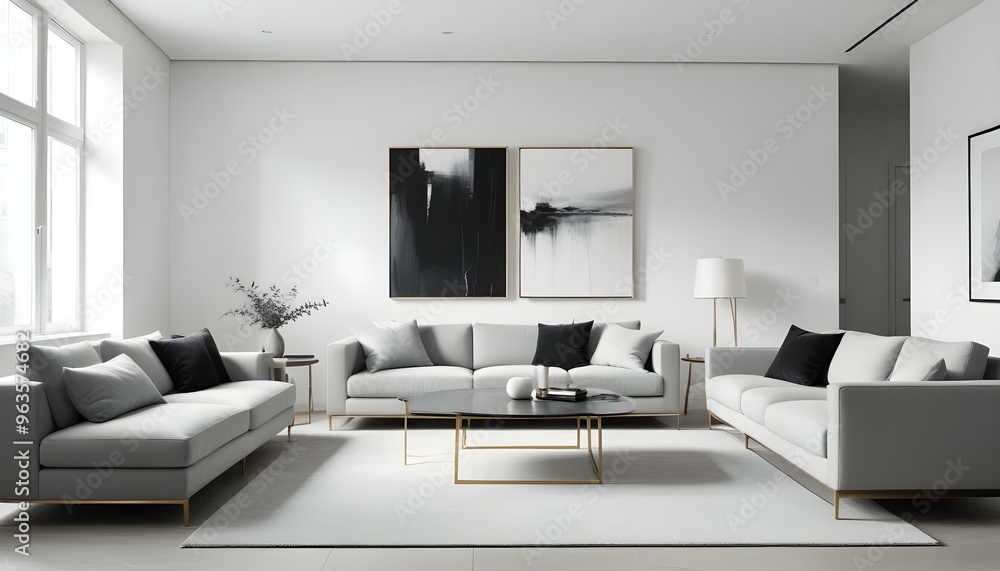 Photo interior modern design room 3d illustration Photo interior modern design room 3d illustration