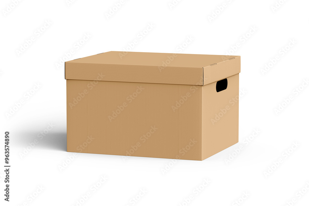 brown Cardboard box with lid isolated on white background. paper packaging mockup brown Cardboard box with lid isolated on white background. paper packaging mockup