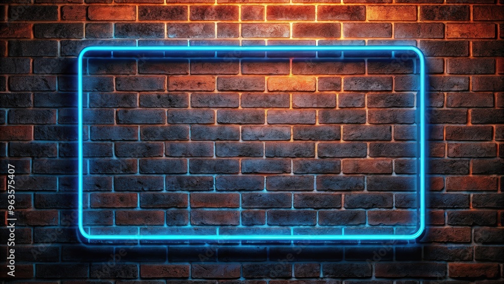 Blackout neon sign glowing on grungy brick wall background Blackout neon sign glowing on grungy brick wall background