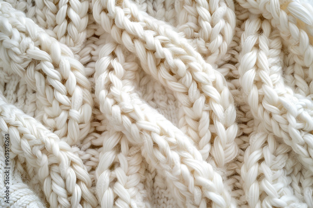 A close up of a white knitted blanket A close up of a white knitted blanket