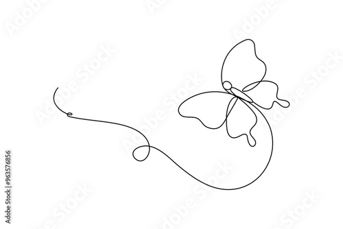 Continuous one line butterfly vector art illustration photo