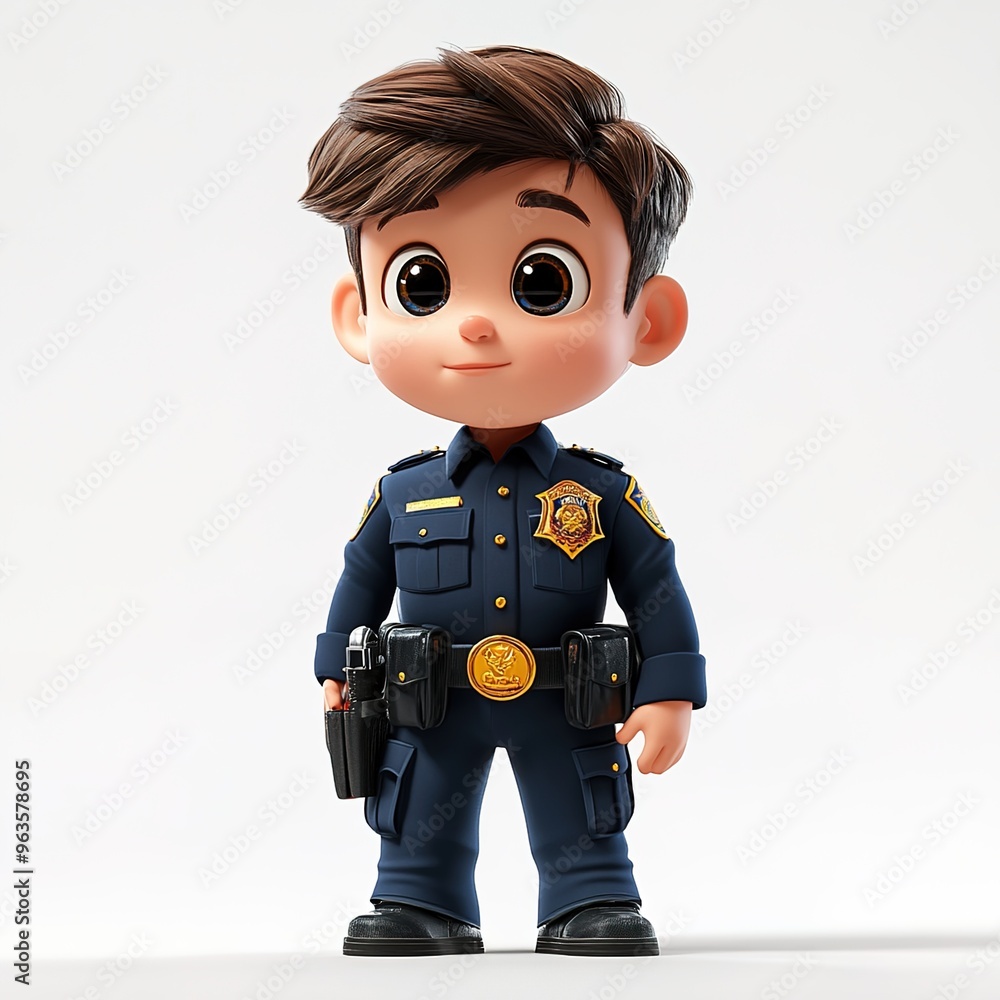3D cute police officer character, white background
3D cute police officer character, white background