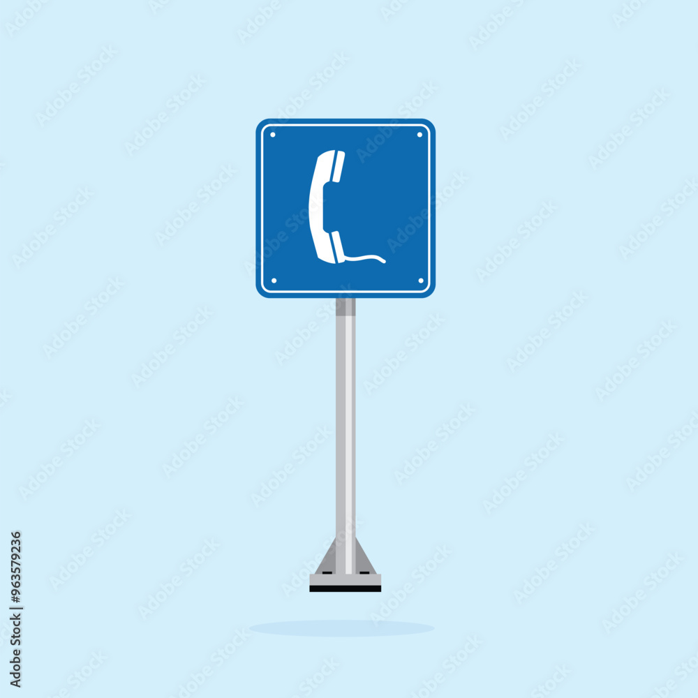road sign icon, minimalist petrol telephone symbol on blue checkered board. suitable for poster and web icon use road sign icon, minimalist petrol telephone symbol on blue checkered board. suitable for poster and web icon use