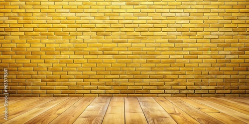 Yellow brick wall texture with wood floor background, perfect for adding warmth and character to any design project