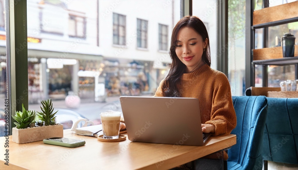 おしゃれなカフェでノートパソコンを使って仕事をしているアジア人女性(Asian woman working on laptop in stylish cafe)
おしゃれなカフェでノートパソコンを使って仕事をしているアジア人女性(Asian woman working on laptop in stylish cafe)