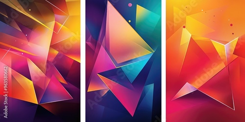 Abstract Colorful Backgrounds with Geometric Shapes. AI generated illustration photo