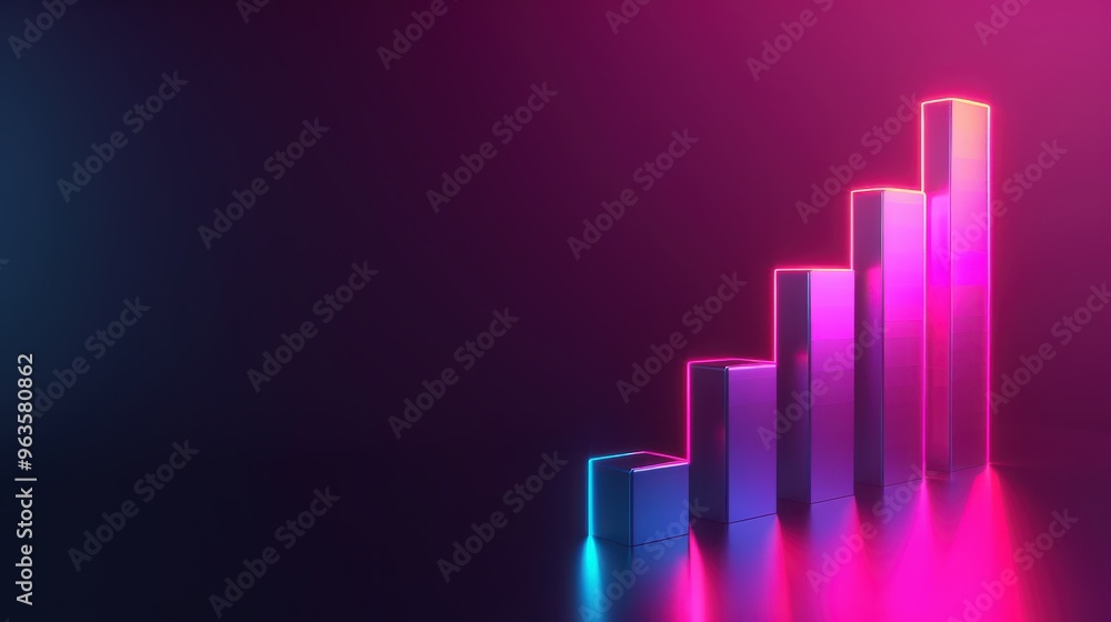 A vibrant infographic featuring ascending bars in bright pink and blue, symbolizing growth and progress in modern design. A vibrant infographic featuring ascending bars in bright pink and blue, symbolizing growth and progress in modern design.