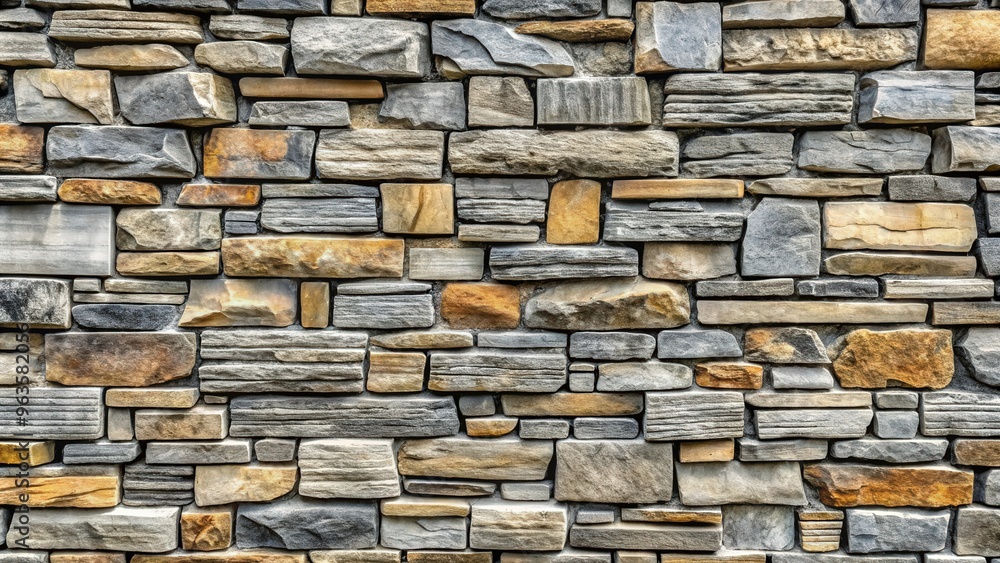 Stone wall texture background with grey stone siding featuring various sized stones Stone wall texture background with grey stone siding featuring various sized stones