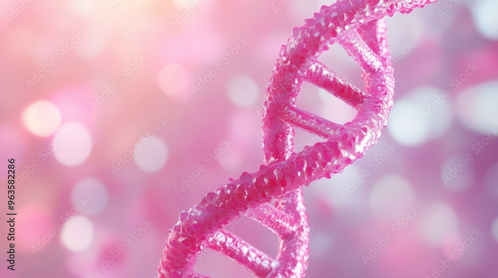 Pink DNA Helix with Blurred Bokeh Background Pink DNA Helix with Blurred Bokeh Background
