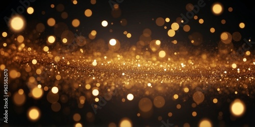 Celebratory background with gold glitter on black.
