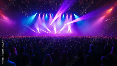 Wallpaper Mural A large crowd enjoys a concert in a stadium, illuminated by stage lights. Torontodigital.ca