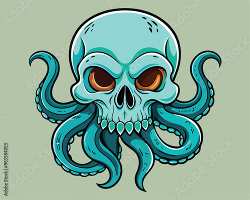 Skull octopus vector illustration