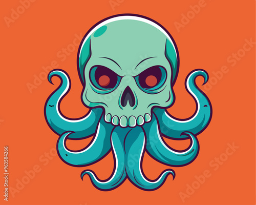 Skull octopus vector illustration