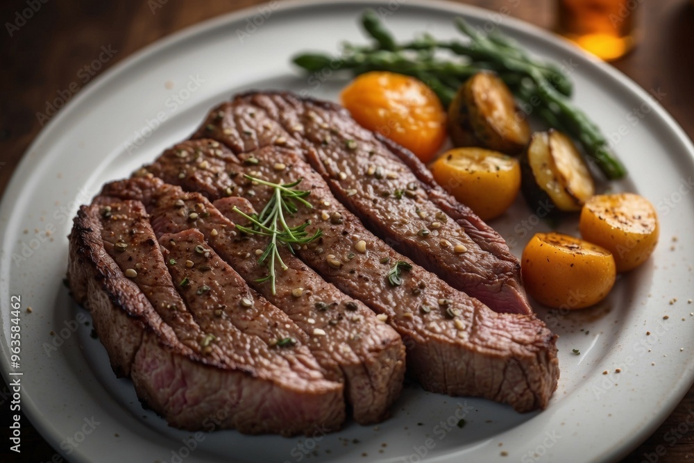 grilled flat iron steak shot in flat lay style from overhead. grilled flat iron steak shot in flat lay style from overhead.