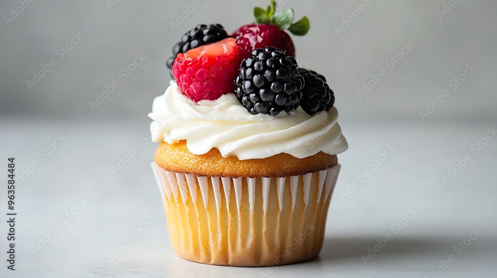 cupcake with cream and berries cupcake with cream and berries