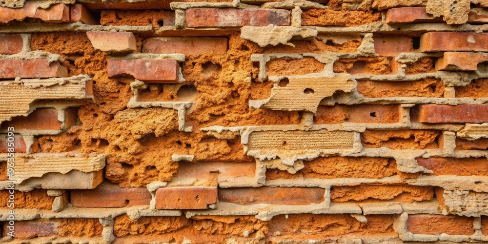Pole decay caused by termites erosion resulting in destruction of a brick wall Pole decay caused by termites erosion resulting in destruction of a brick wall