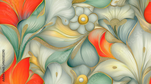 Seamless wallpaper with abstract leaves.