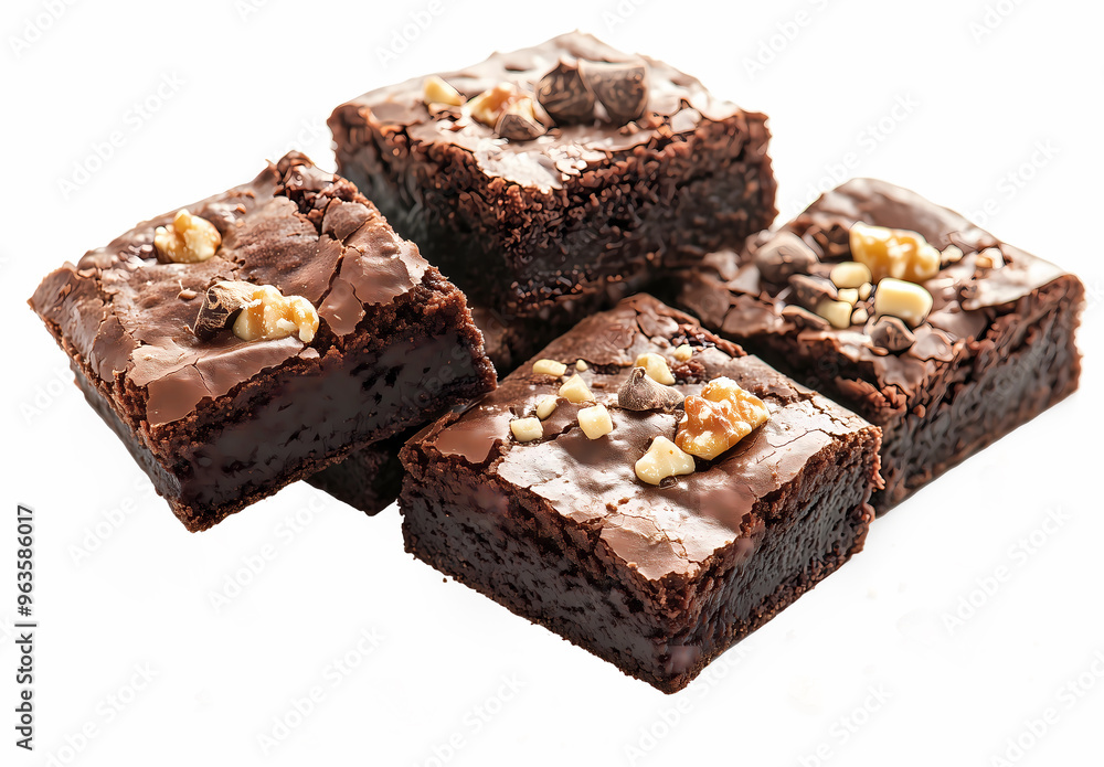 A squared slices of chocolate brownies isolated on white background. Tasty homemade chocolate cocoa brownie, chocolate fudge pieces. Chocolate brownie cake slice set A squared slices of chocolate brownies isolated on white background. Tasty homemade chocolate cocoa brownie, chocolate fudge pieces. Chocolate brownie cake slice set