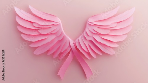 Pink Angel Wings with a Ribbon