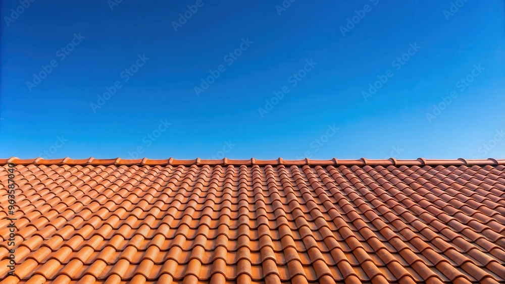Roof tile with clear blue sky in the background for construction and architecture concepts Roof tile with clear blue sky in the background for construction and architecture concepts