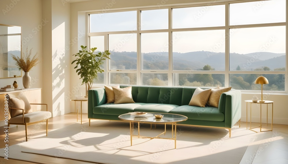 Fototapeta premium Photo interior modern design room 3d illustration;