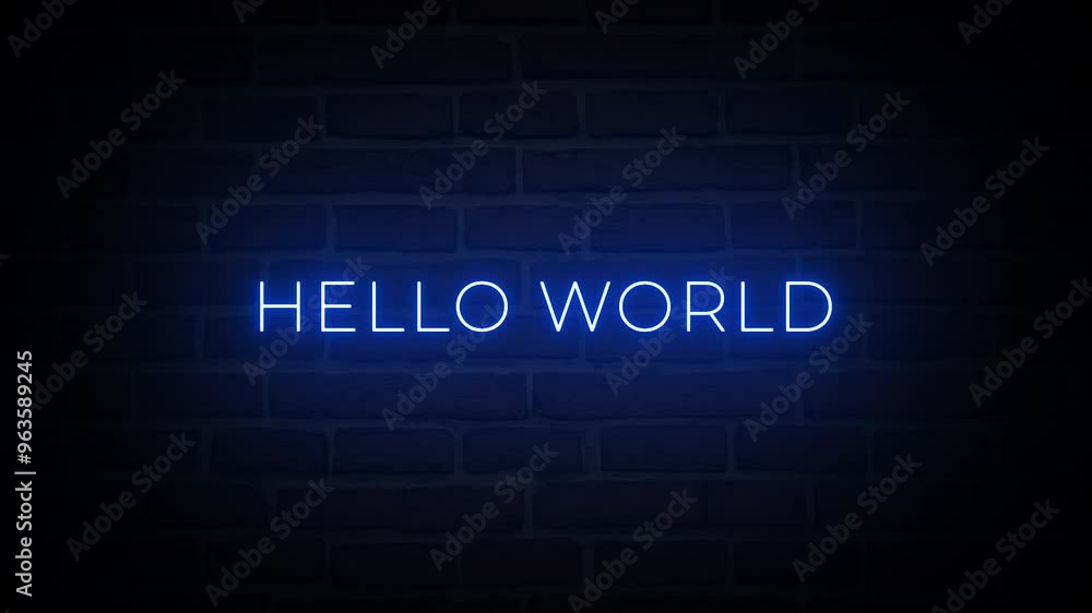 Hello World neon glow text typography animation 4k video Hello World neon glow text typography animation 4k video