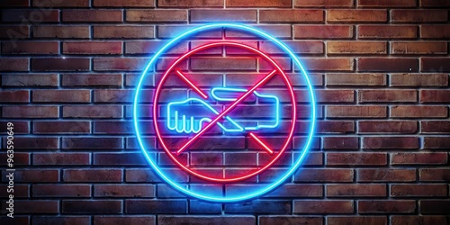 Neon sign for self defense on brick wall background