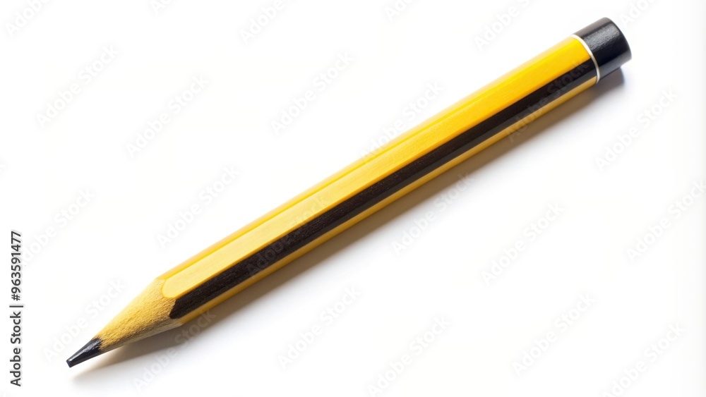 Yellow and Black Lead Pencil Isolated on a White Background Low Angle, yellow, low angle, black, white background Yellow and Black Lead Pencil Isolated on a White Background Low Angle, yellow, low angle, black, white background
