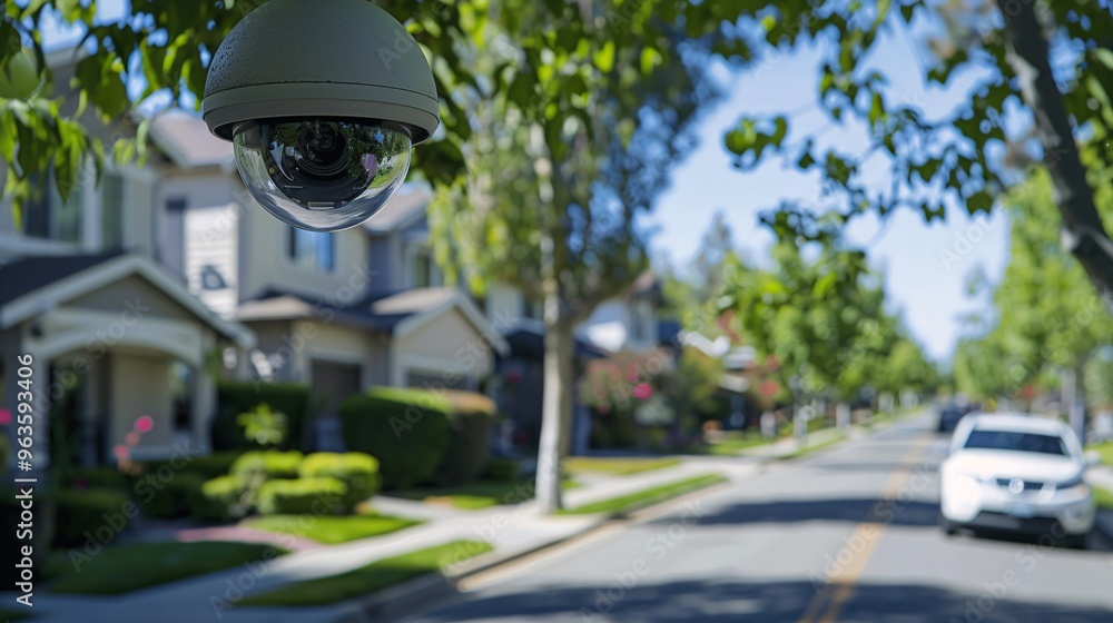 Security Camera Monitoring Suburban Street Security Camera Monitoring Suburban Street