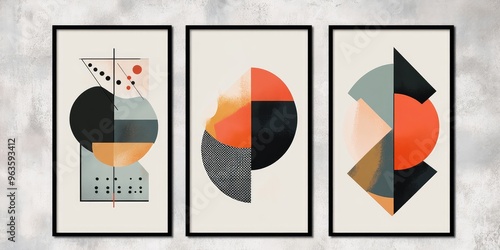 Abstract Shapes Posters. AI generated illustration.