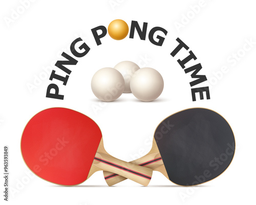 ping pong time ball vector realistic set