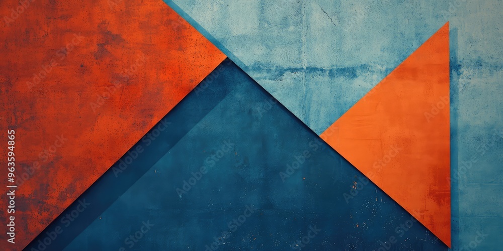 Blue and orange geometric abstract background with rich textures. AI generated illustration Blue and orange geometric abstract background with rich textures. AI generated illustration