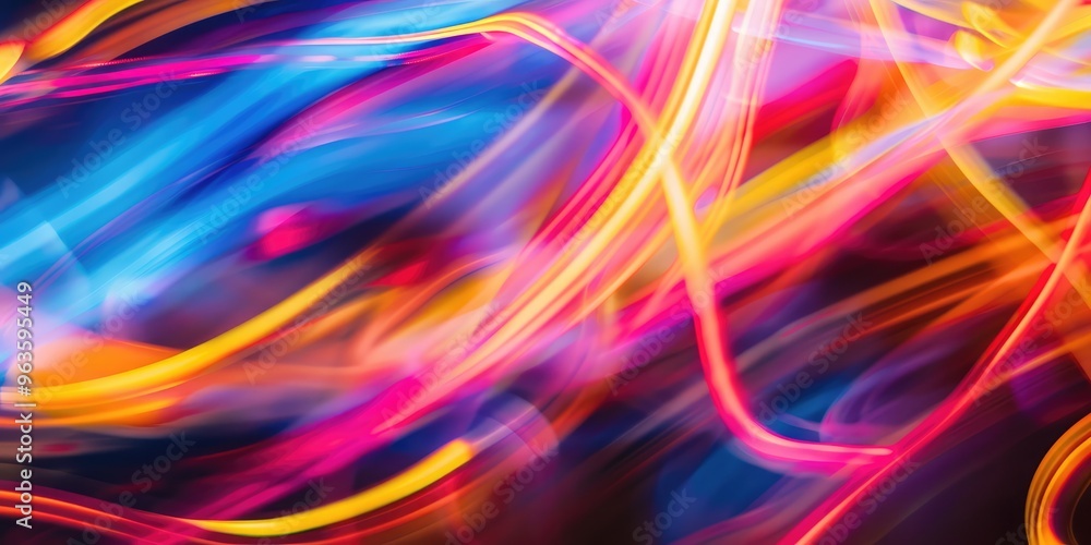 Vibrant Abstract Light Streaks in Red, Blue, Yellow, and Purple on Dark Background. AI generated illustration Vibrant Abstract Light Streaks in Red, Blue, Yellow, and Purple on Dark Background. AI generated illustration