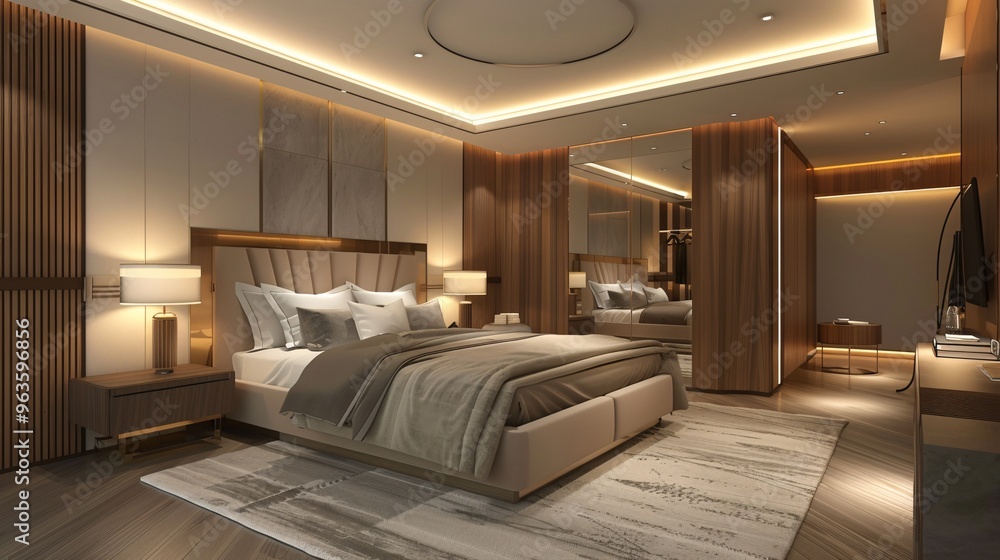 Modern and Luxurious Bedroom Interior Design with Wooden Accents Modern and Luxurious Bedroom Interior Design with Wooden Accents