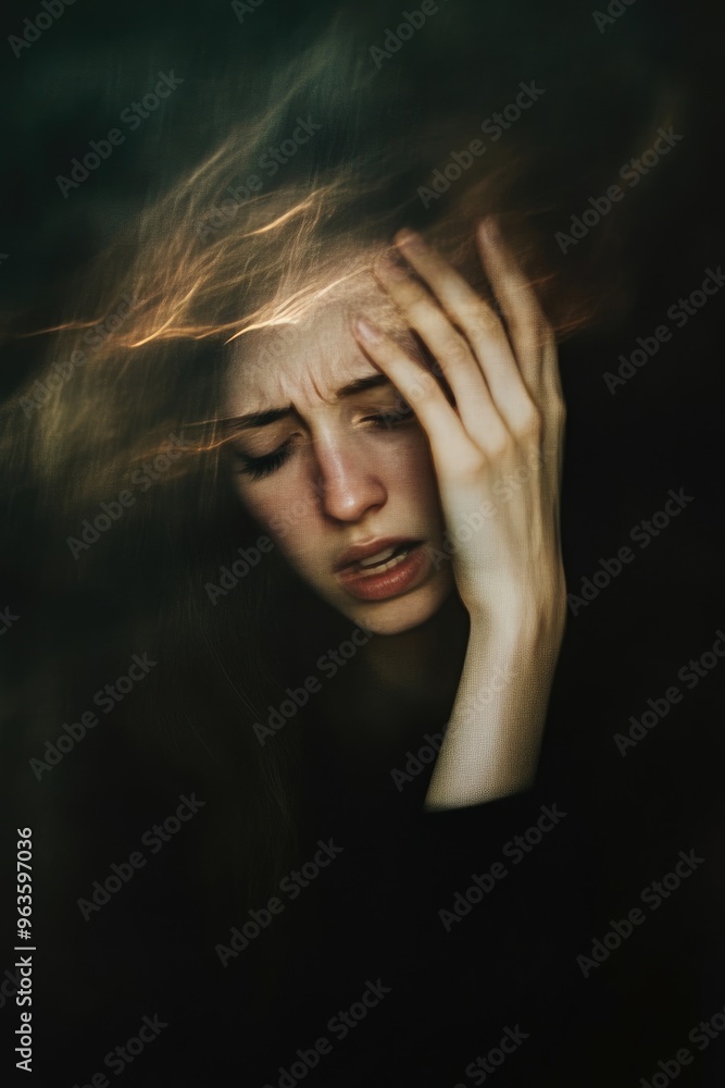 Motion Blur Depiction of a Woman in Emotional Distress Motion Blur Depiction of a Woman in Emotional Distress
