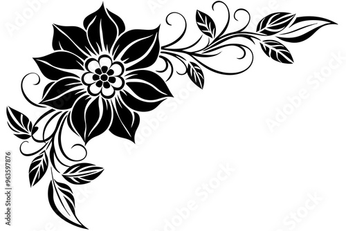 Flowers borders. Collection of design elements isolated on White background. Vector illustration