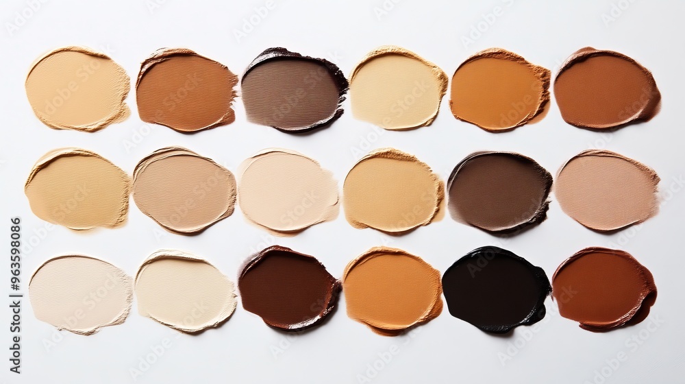 Palette of diverse foundation shades on white Palette of diverse foundation shades on white