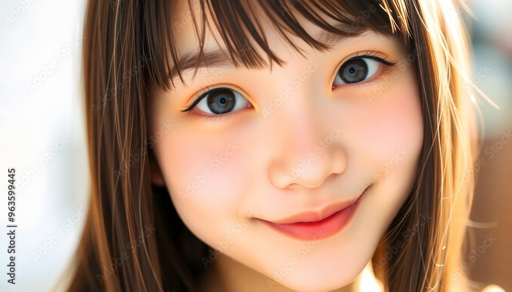 Blushing Beauty Japanese Woman with Rosy Cheeks and a Bashful Smile Blushing Beauty Japanese Woman with Rosy Cheeks and a Bashful Smile