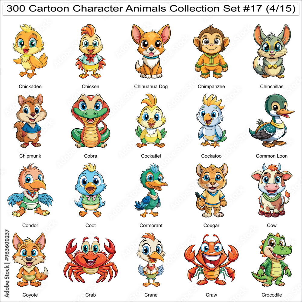 Cartoon Character Animals Collection Set of 300 Isolated Animals Part 4 Cartoon Character Animals Collection Set of 300 Isolated Animals Part 4