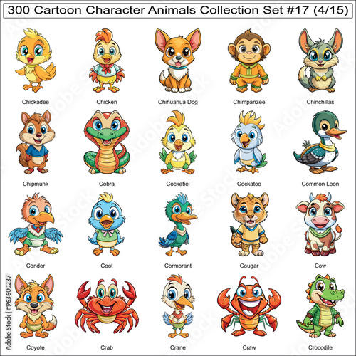 Cartoon Character Animals Collection Set of 300 Isolated Animals Part 4