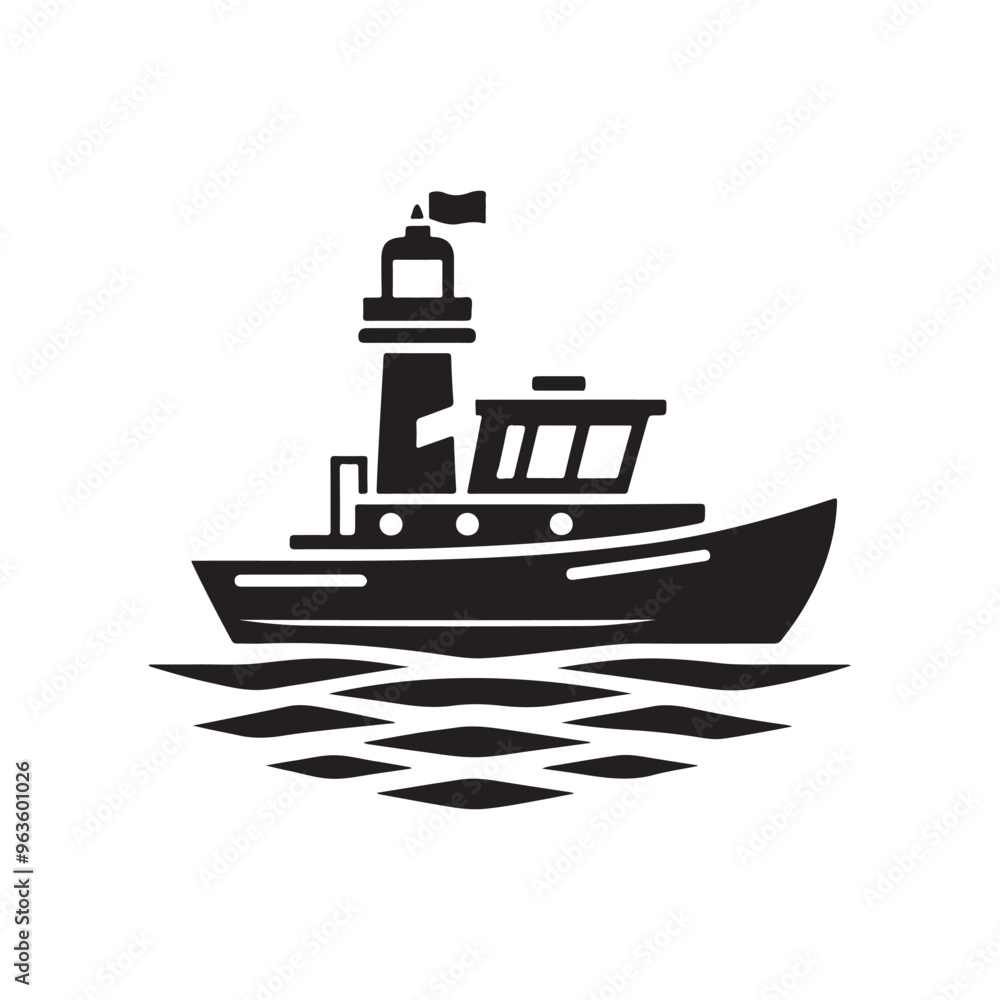 Towboat Silhouette Vector Illustrations – Perfect for Nautical Designs Towboat Silhouette Vector Illustrations – Perfect for Nautical Designs