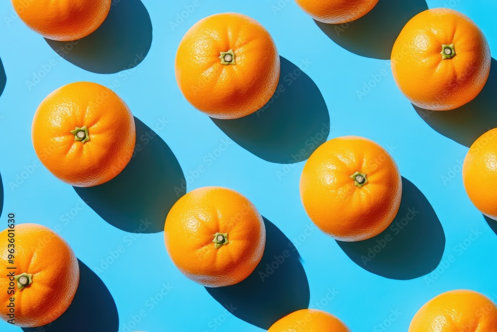 Fresh Oranges with Bright Blue Backdrop Fresh Oranges with Bright Blue Backdrop