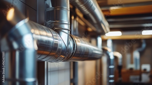 This is a detailed view of a contemporary HVAC vent system that effectively showcases the industrial piping designed for optimal efficiency in both air conditioning and heating functionalities