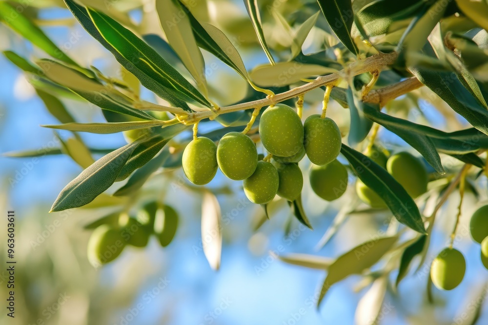 Textured Olive Tree Leaves and Olives Textured Olive Tree Leaves and Olives