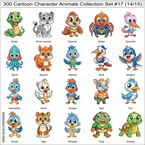 Cartoon Character Animals Collection Set of 300 Isolated Animals Part 14